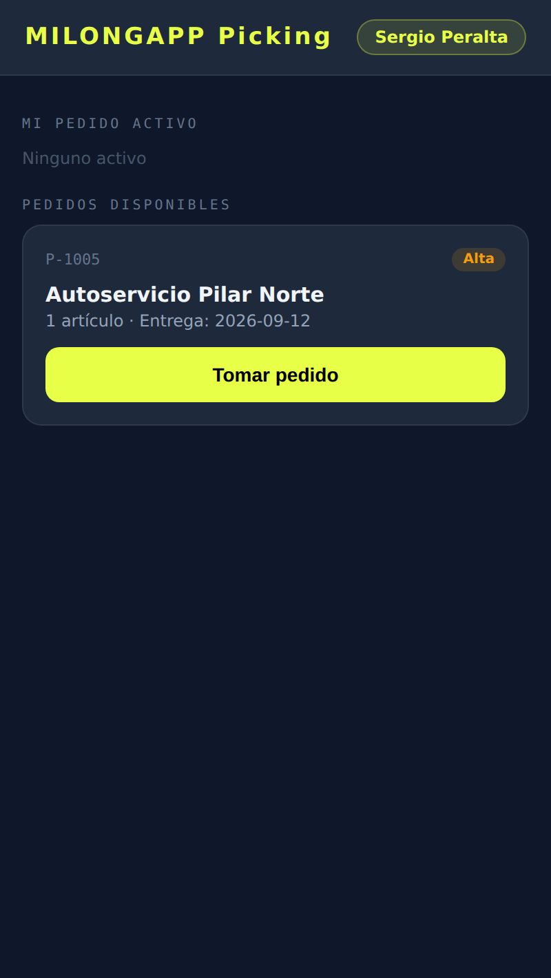 App de depósito: pedidos disponibles para preparar
